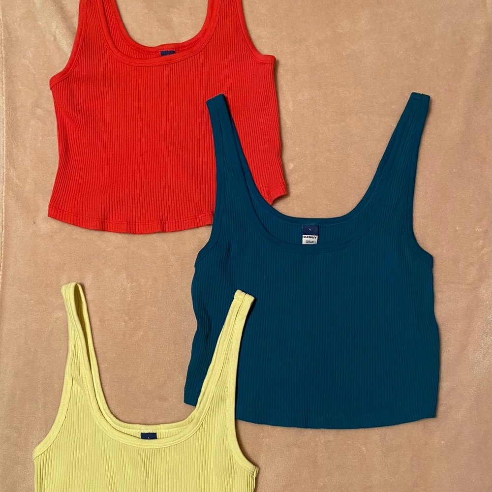Set of three Old Navy ribbed cropped tank tops